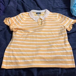 Karl Lagerfeld yellow striped short sleeved sweater
